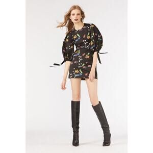 Cynthia‎ Rowley Fall 2018 Iris Garden Tie Sleeve Dress US 8